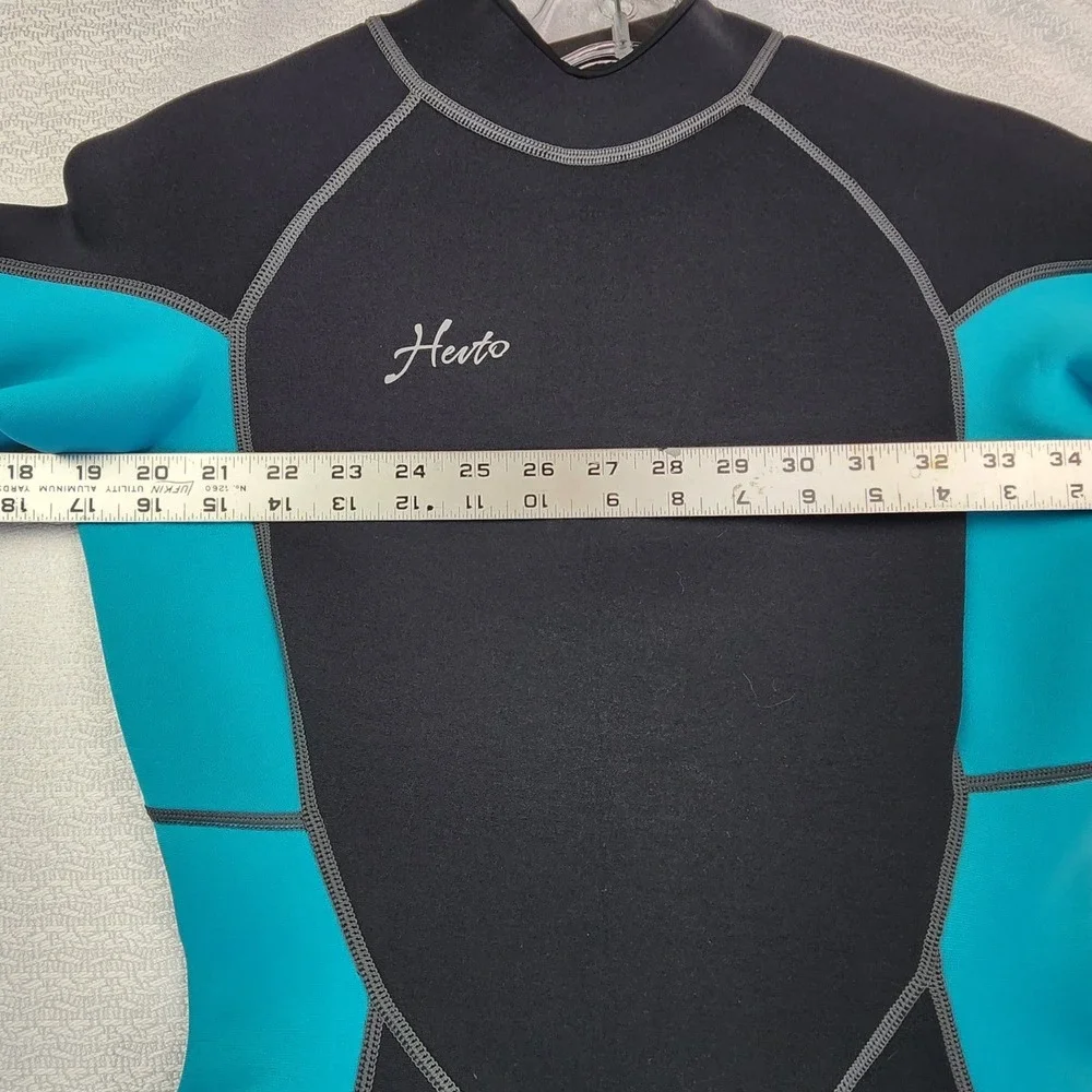 Hevto S Black‎ Teal Shorty Wetsuit Neoprene Surf Swim Snorkel Scuba Water Sports